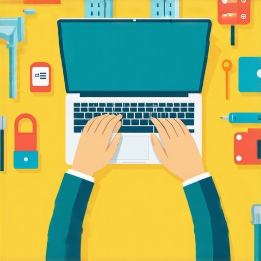 Person maintaining a laptop with security and hardware monitoring tools.