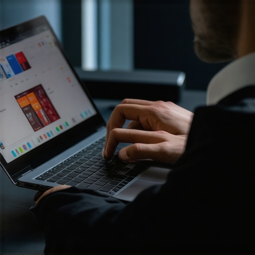 Business professional maintaining ultrabook with external tools