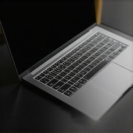 Close-up of a slim, lightweight business ultrabook with security features on a work desk