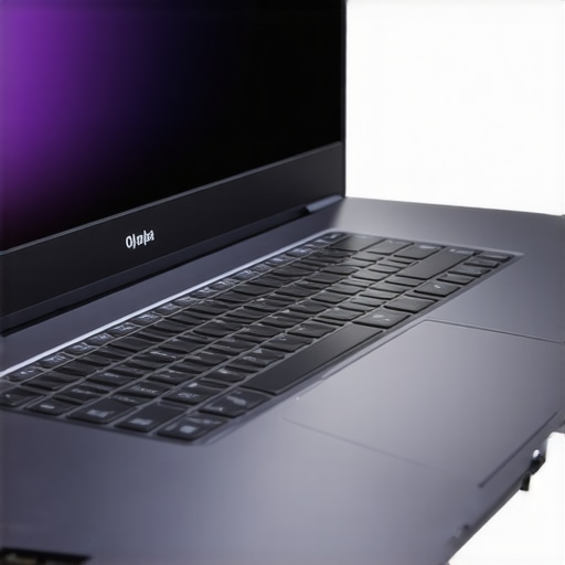 Sleek ultrabook showcasing security features and battery status indicator