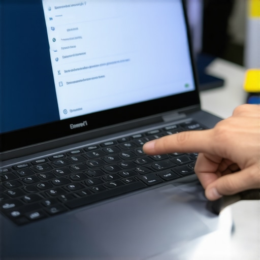 Person performing firmware update on a lightweight business ultrabook.