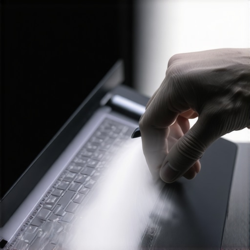 Person cleaning ultrabook ports with compressed air for maintenance.