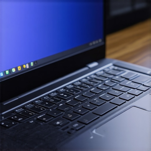 Detailed view of a sleek ultrabook highlighting security hardware switches and secure boot indicators.