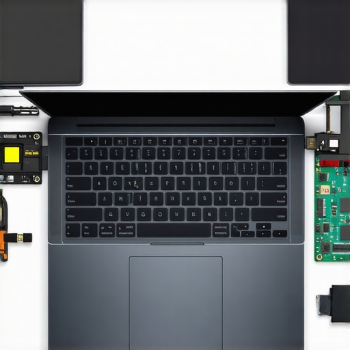 Close-up of a slim ultrabook showing hardware monitoring and diagnostic tools in use