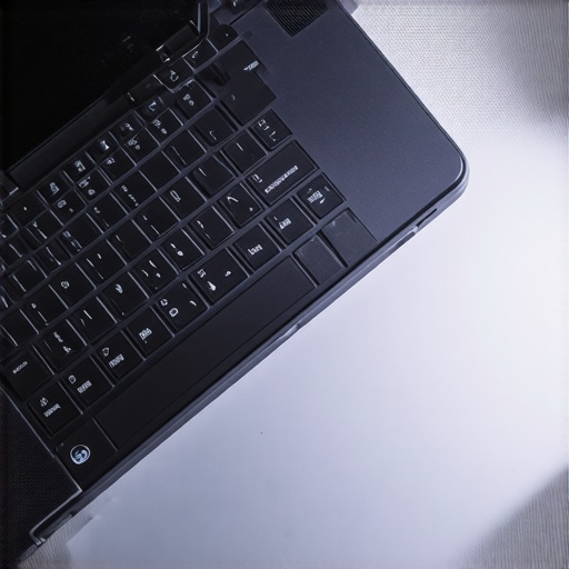 A sleek lightweight business laptop showcasing security features like webcam cover and fingerprint scanner.