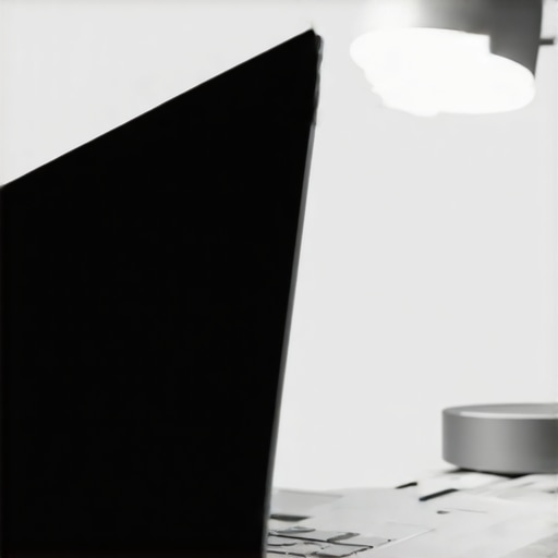 Ultrabook charging from nearby desk lamp in workspace