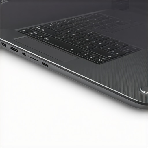 Close-up of a lightweight business ultrabook showcasing hardware security features like BIOS chip and security seals.